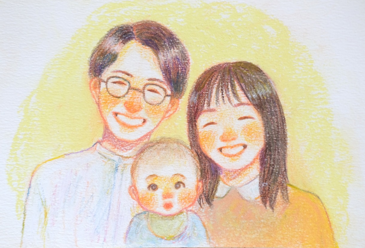 やさしい笑顔のふんわり似顔絵描きます 見るだけで癒される♡色鉛筆とパステルで描くほっこり似顔絵 イメージ2