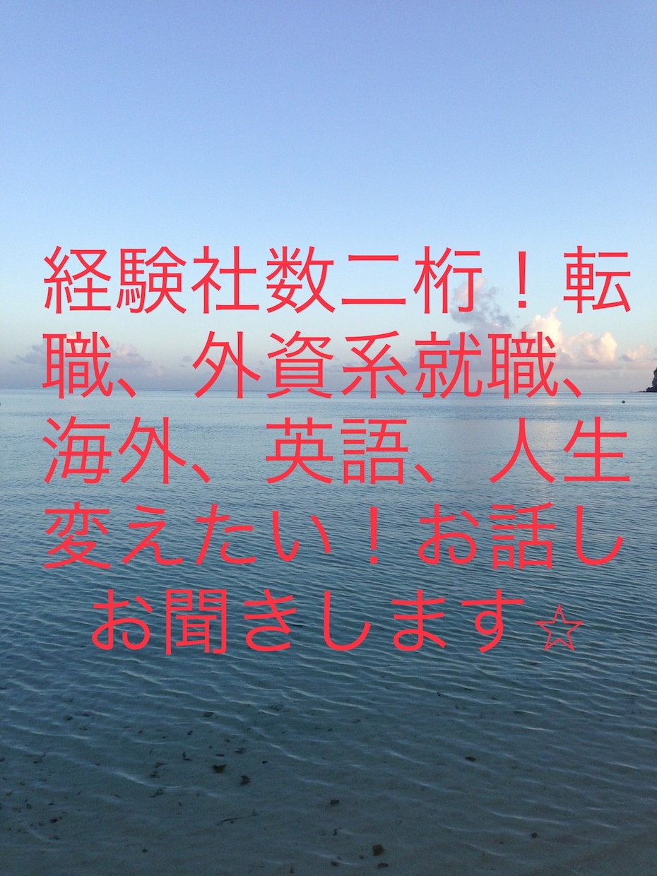 経験社数二桁！転職　外資系　英語　お話お聞きします 日系、外資系、海外NPO就業経験あり、米国公認会計士 イメージ1