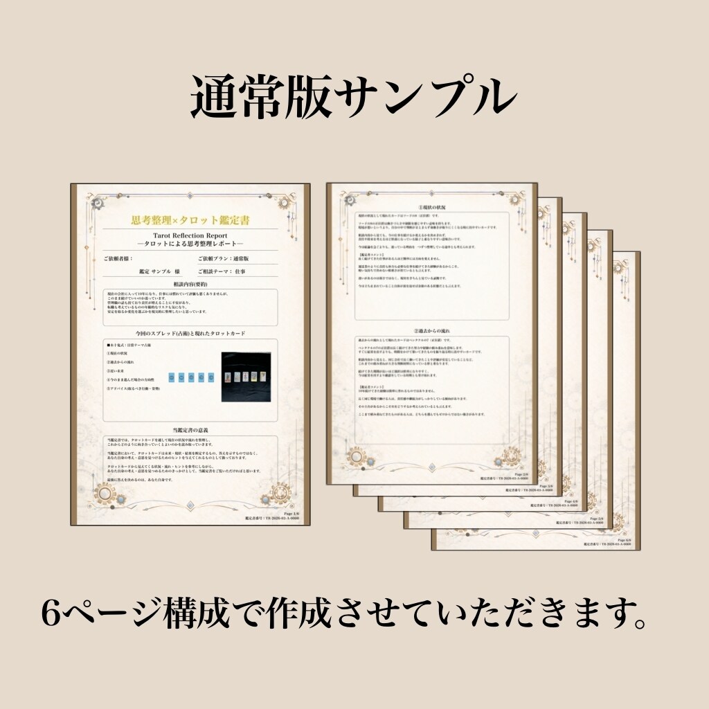 思考整理×タロット｜悩みを分析し鑑定書を作成します 今の状況を整理するためのタロット鑑定書(通常版) イメージ2