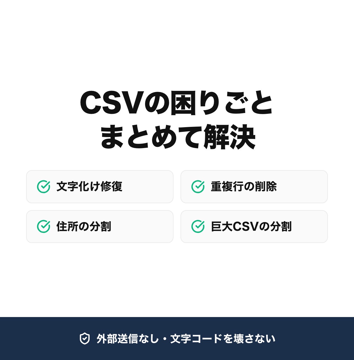 CSVの文字化け・重複・住所分割を整えます 文字化け・重複・住所分割をまとめて整理します イメージ1