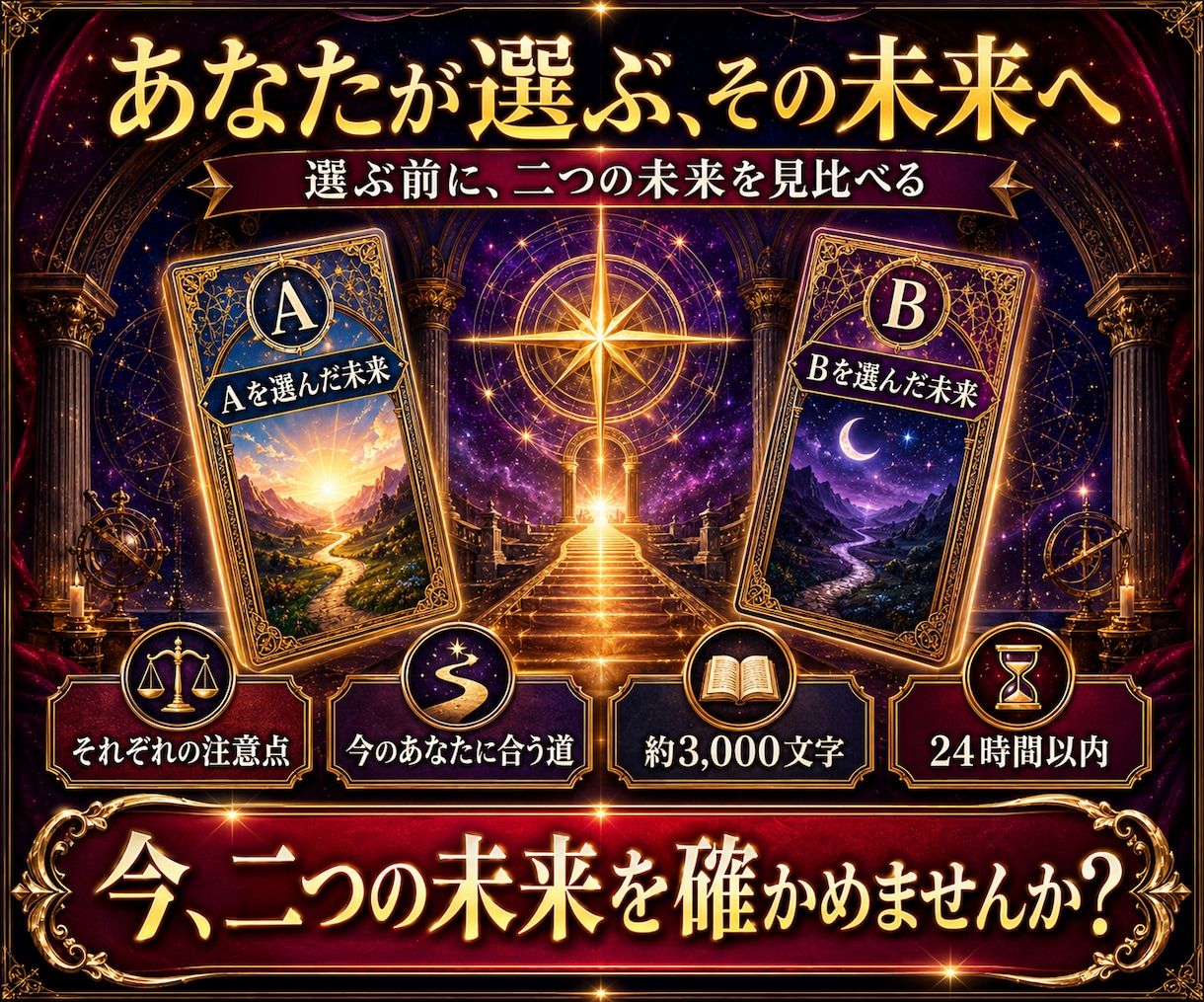 二者択一｜AかBの未来を霊視タロットで占います YES／NO・AかB｜二つの未来を比較し選ぶ道をお伝えします イメージ10
