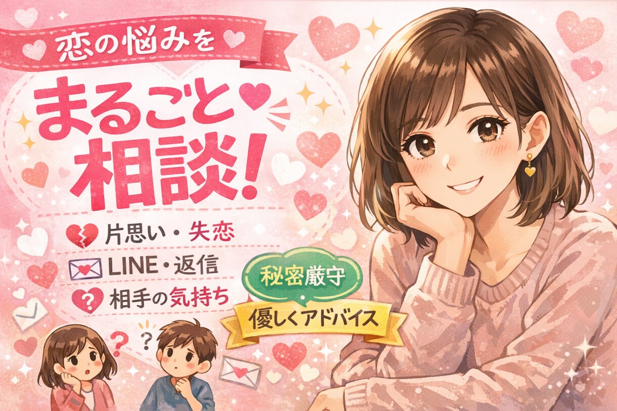 気楽に！！彼女・彼氏の異性絡みなど相談乗ります 不安に思ってることや惚気を気楽に相談！！ イメージ1
