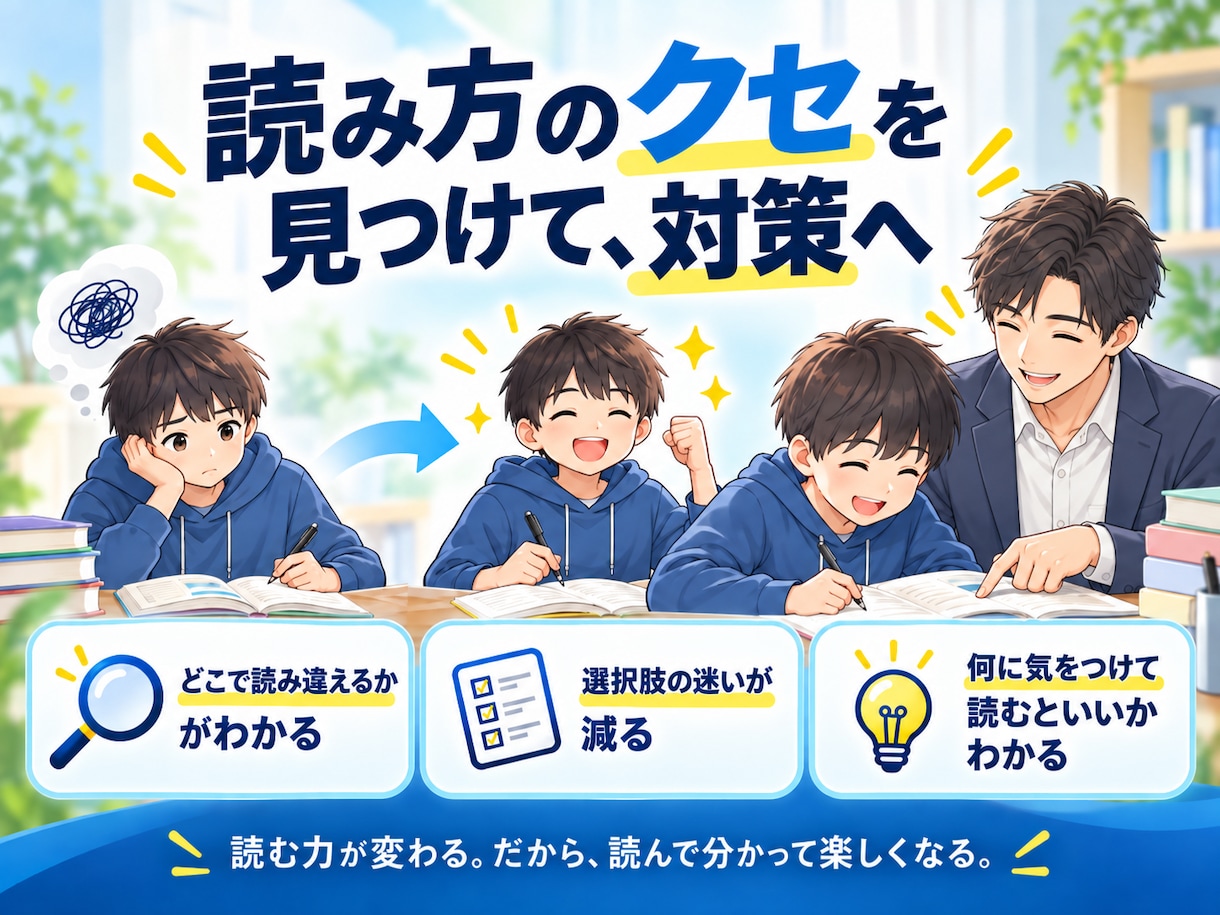 国語が苦手な原因を見つけます 元教員があなたの読み方を分析します イメージ1