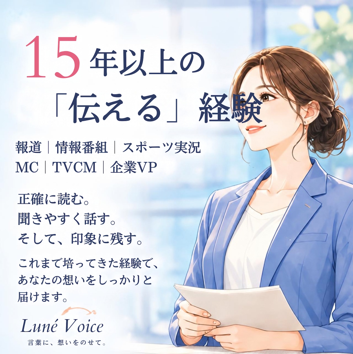 現役アナが、伝わる声でナレーションします PR・動画制作の視点で、伝わる表現をご提案します イメージ2