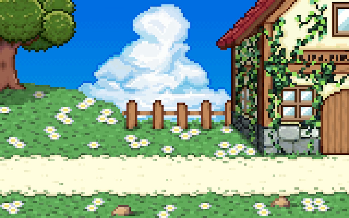 ドット絵で1枚絵を作成します PC壁紙・スマホ壁紙・ゲームのマップに!! イメージ5
