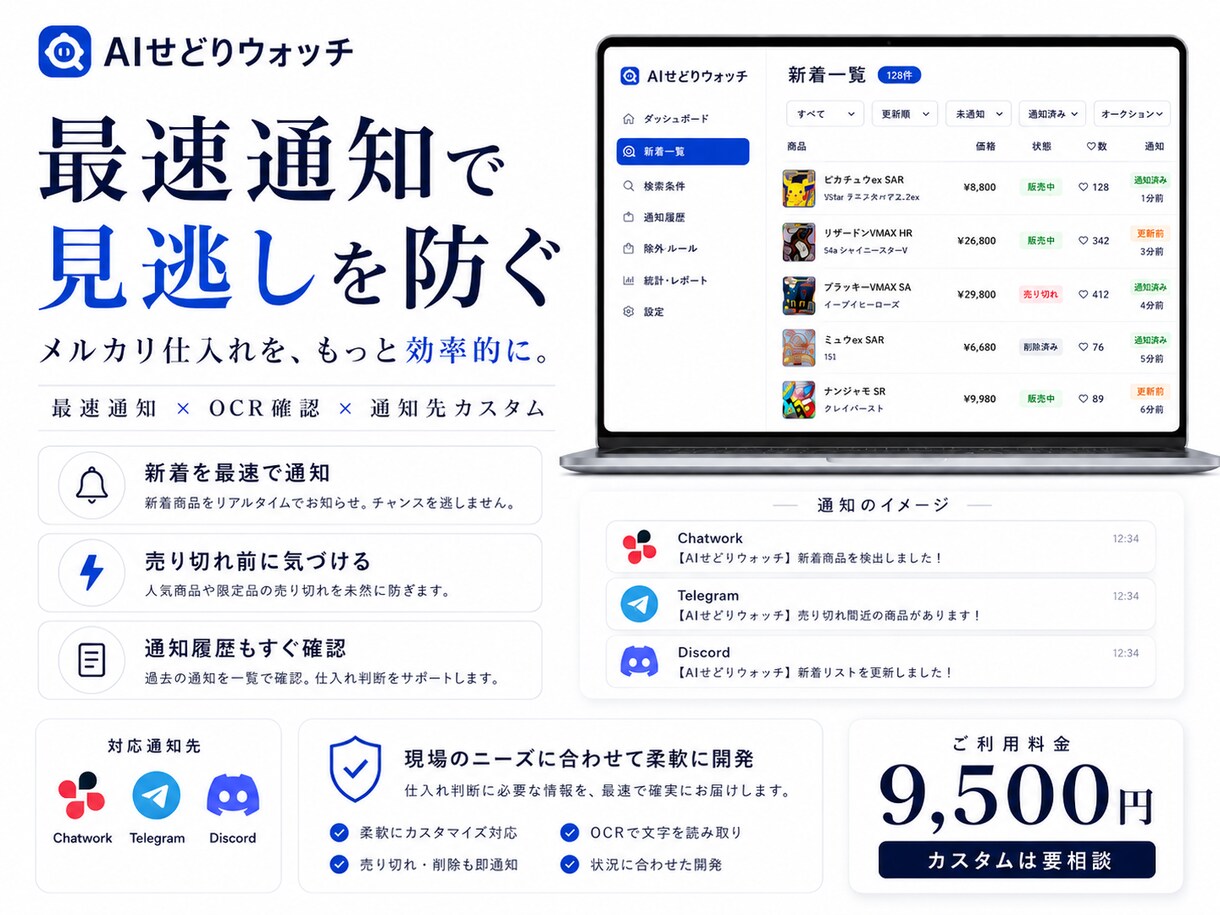 フリマサイト仕入れを自動監視するツールを導入します 通知・OCR確認・除外ルールまで柔軟にカスタム対応 イメージ5