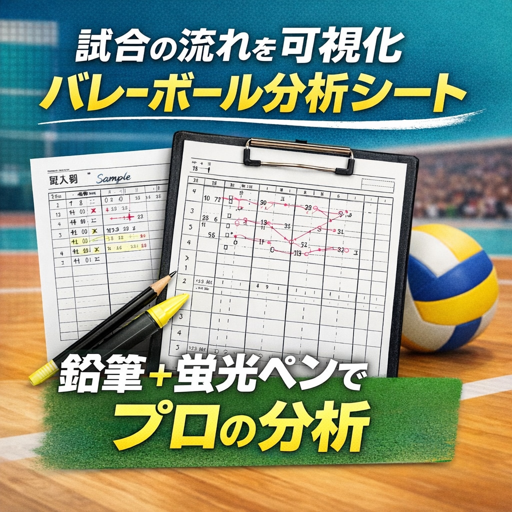 バレーボール試合分析ランニングスコア販売します プロチームの分析でも見ている試合の流れを手書きで記録できます イメージ1