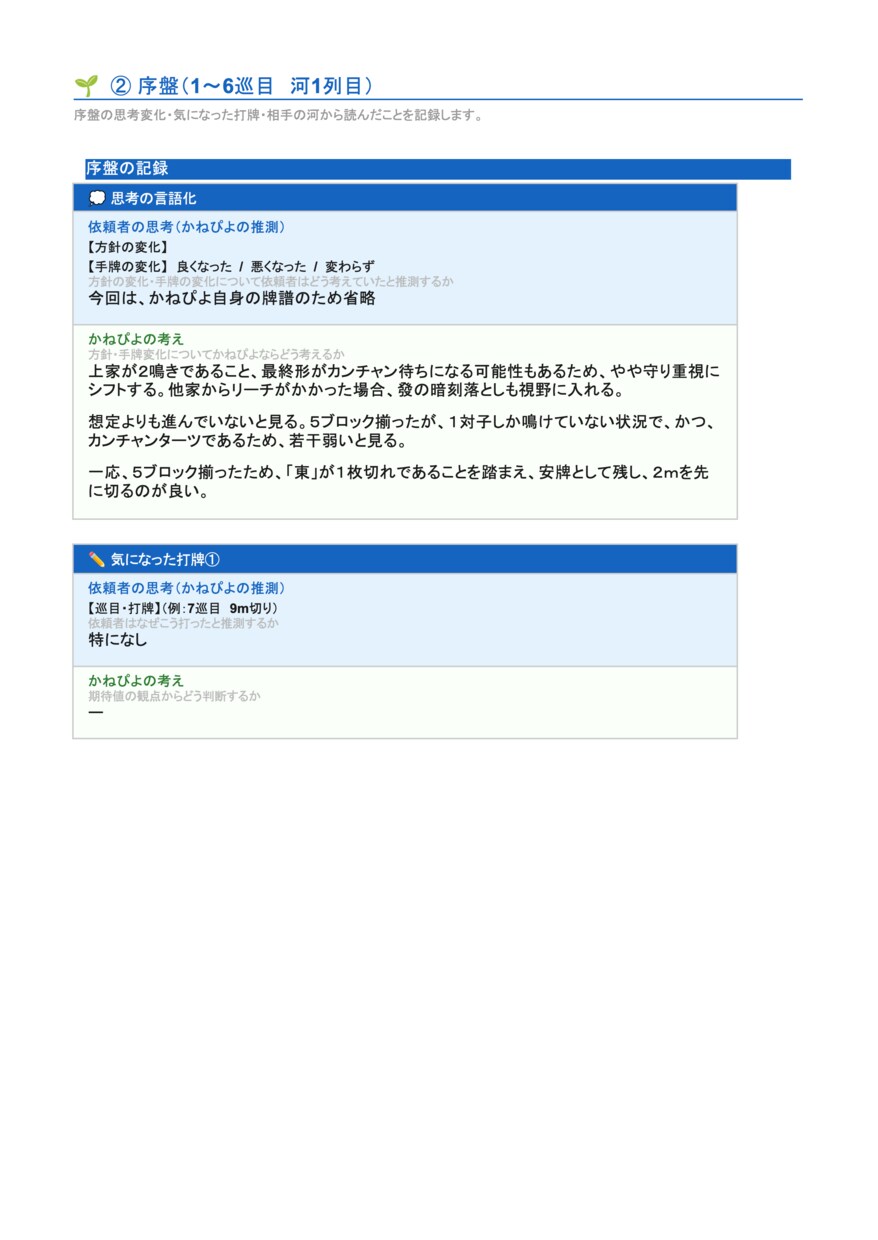 麻雀牌譜添削｜あなたの弱点を言語化します 初心者〜中級者向け【脱・感覚打ち】｜数日以内に納品 イメージ4