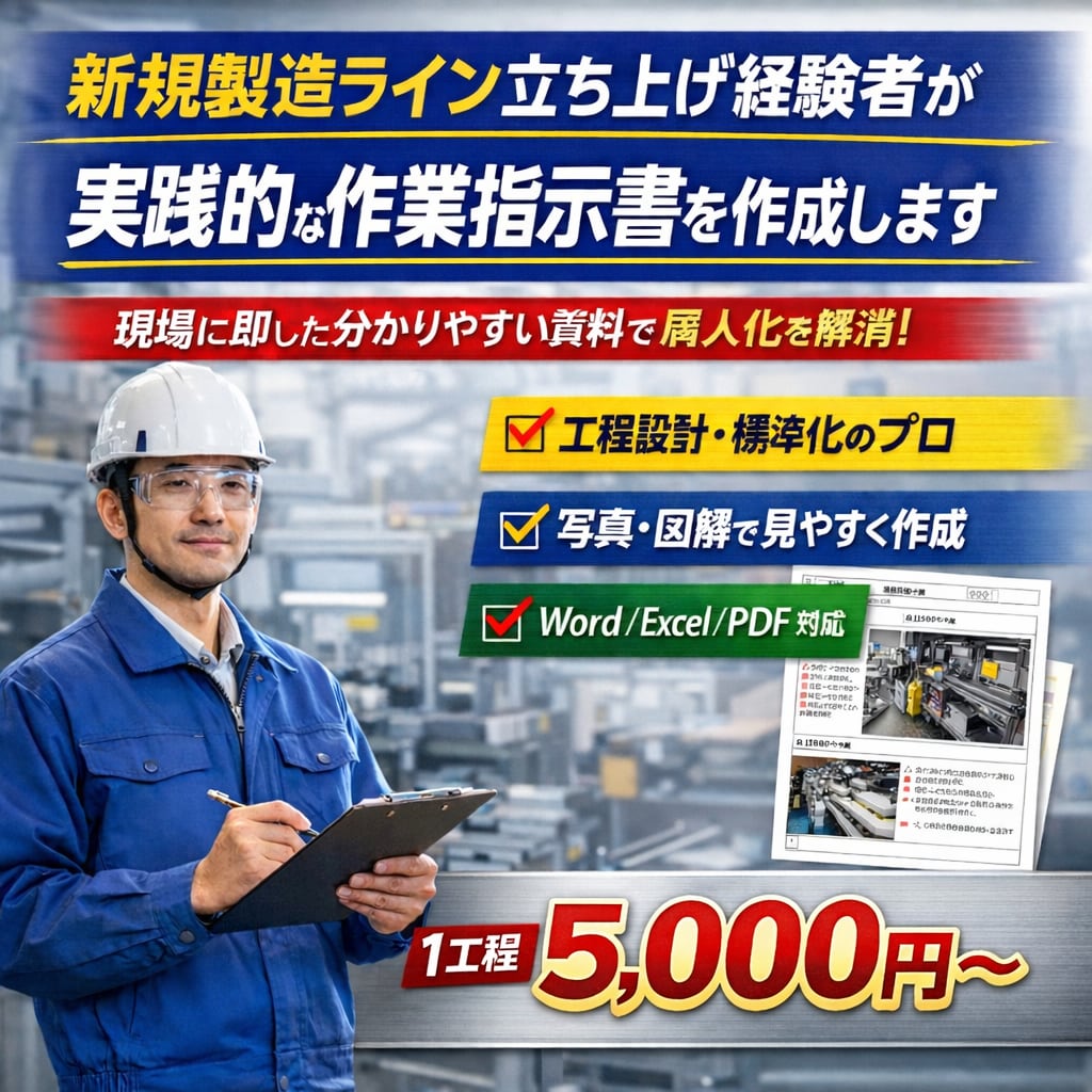 現場目線で使える製造業の作業標準書を作ります 新規製造ライン立ち上げ経験者が実践的な作業指示書を作成します イメージ1