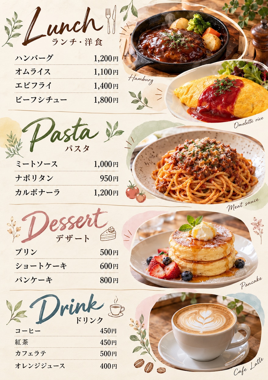 店舗向けPOP・メニュー表を制作しますます AI活用で最短当日納品。修正無制限で対応します イメージ4