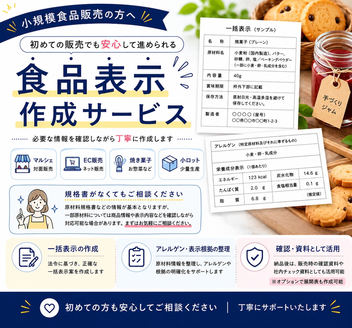 小規模食品販売の食品表示作成します 初めての商品販売もご相談ください イメージ1