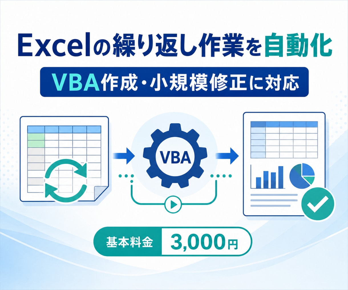 Excelの繰り返し作業をVBAで自動化しますます 定型作業の自動化と既存マクロの小規模修正に対応 イメージ1
