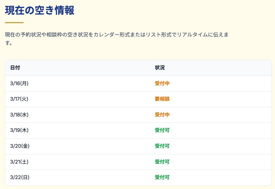 HPをプチ改修！お知らせ・予約状況などを追加します 「今のサイトを便利にしたい」！必要な機能を後付けカスタマイズ イメージ9
