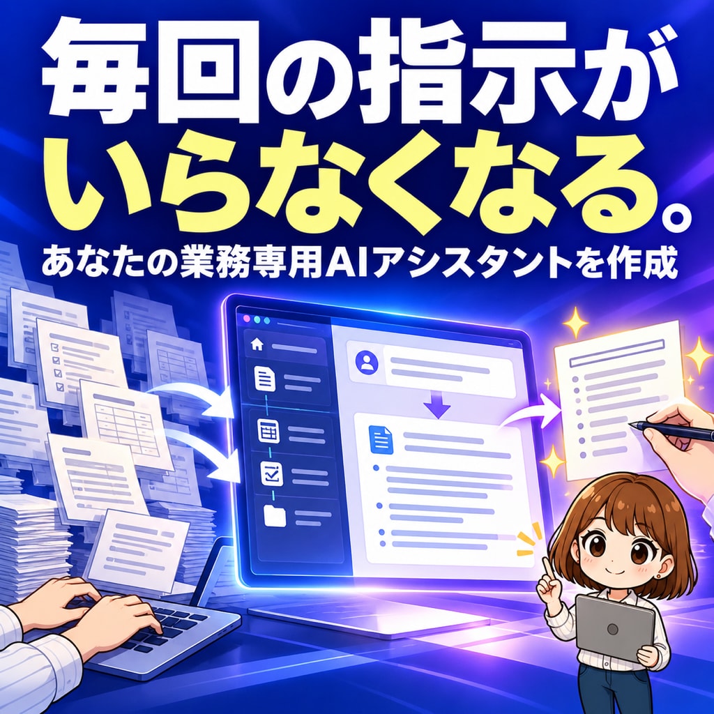 毎回の指示がいらなくなる、業務専用AIを作ります 毎回の指示が減り、誰が使っても品質がそろいやすく｜初心者OK イメージ1