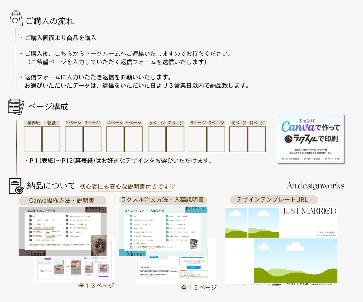 約100種類から選べるプロフィールブックを作れます 12Pを自由に選べる♡印刷まで安心ガイド付きでサポートします イメージ2