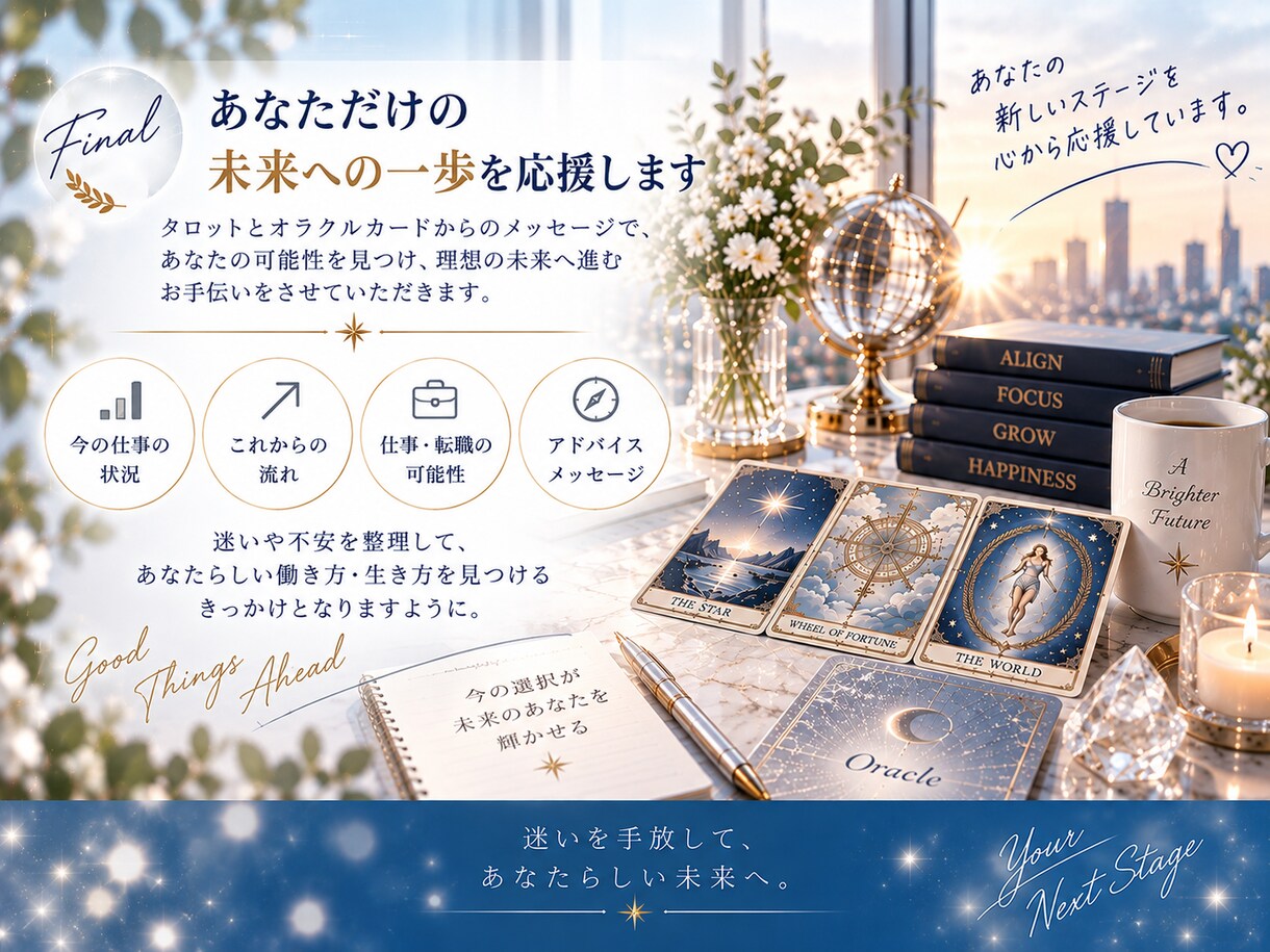 仕事の悩み・今後をタロットで読み解きます 今の仕事を続ける？転職する？未来へのヒントをお届け イメージ5
