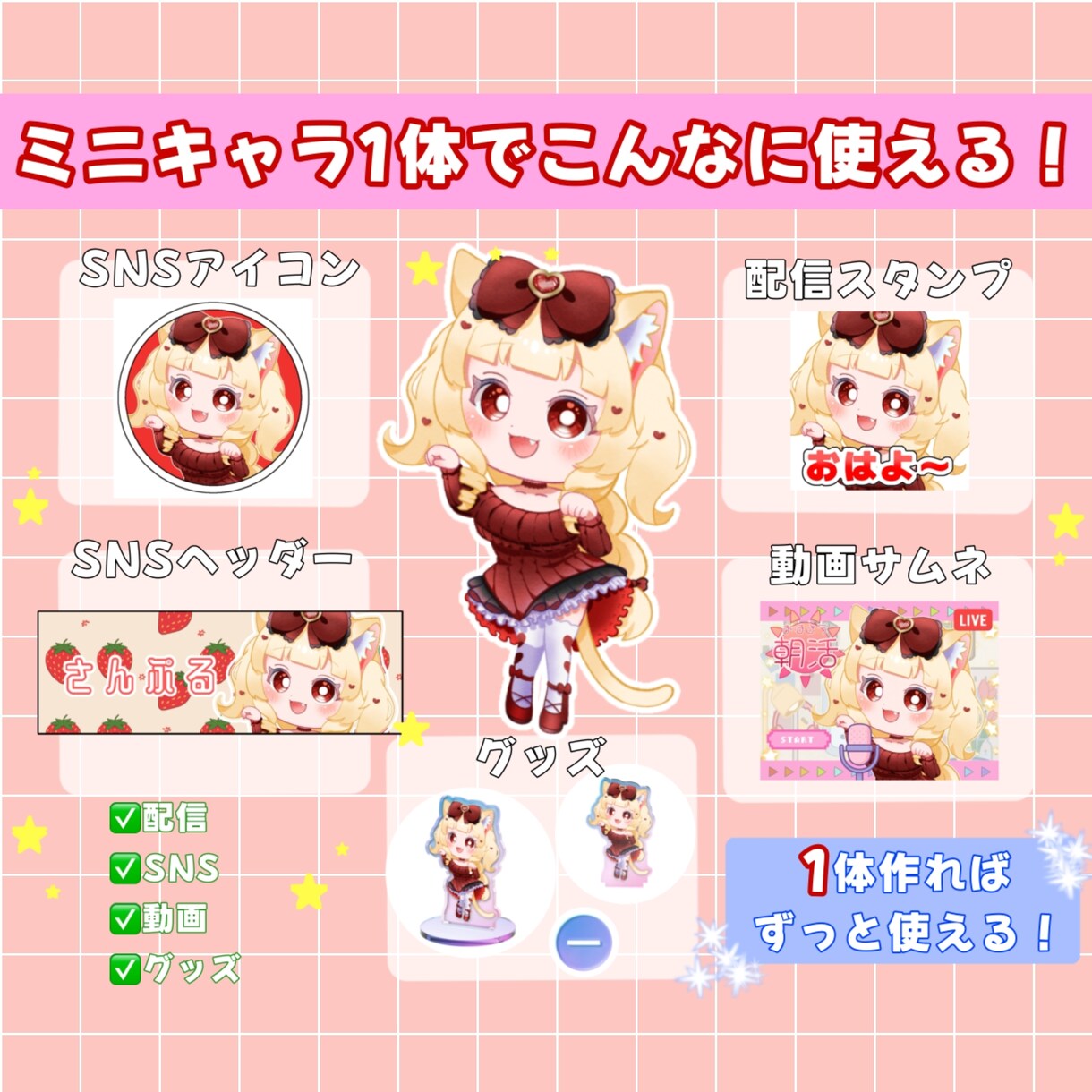 ぷっくり可愛いミニキャラ描きます 【商用利用〇】セットでお得！おまかせプラン イメージ3