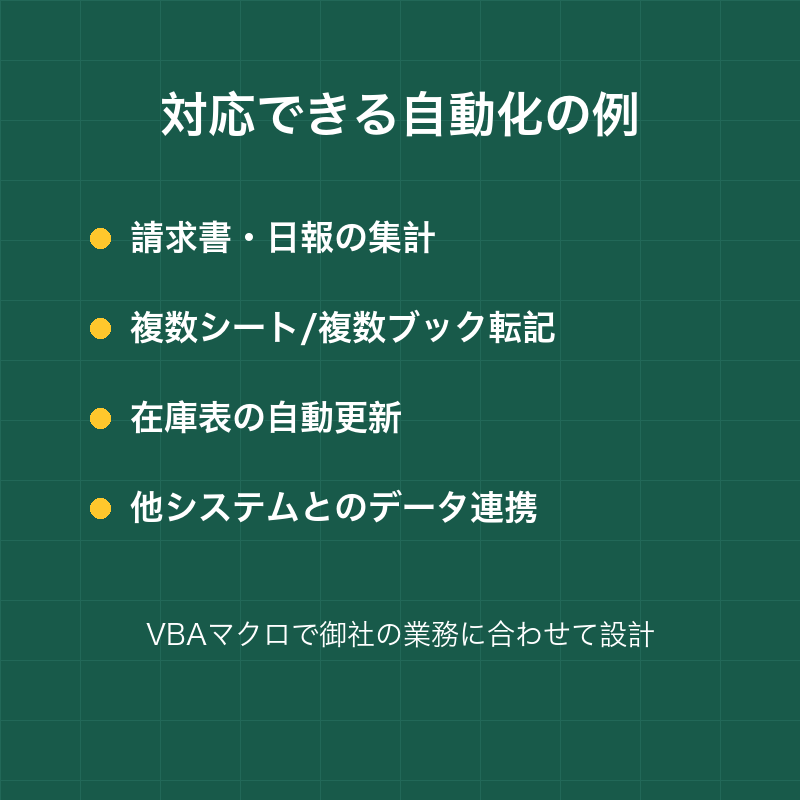 定型Excelの転記・集計をVBAで自動化します サンプル確認後に対応範囲をご案内 イメージ3