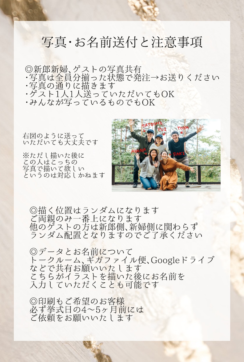 ゲストの似顔絵入りオリジナル結婚証明書を作成します ウェルカムスペースに飾れる！ゲストと作り上げる結婚証明書 イメージ4