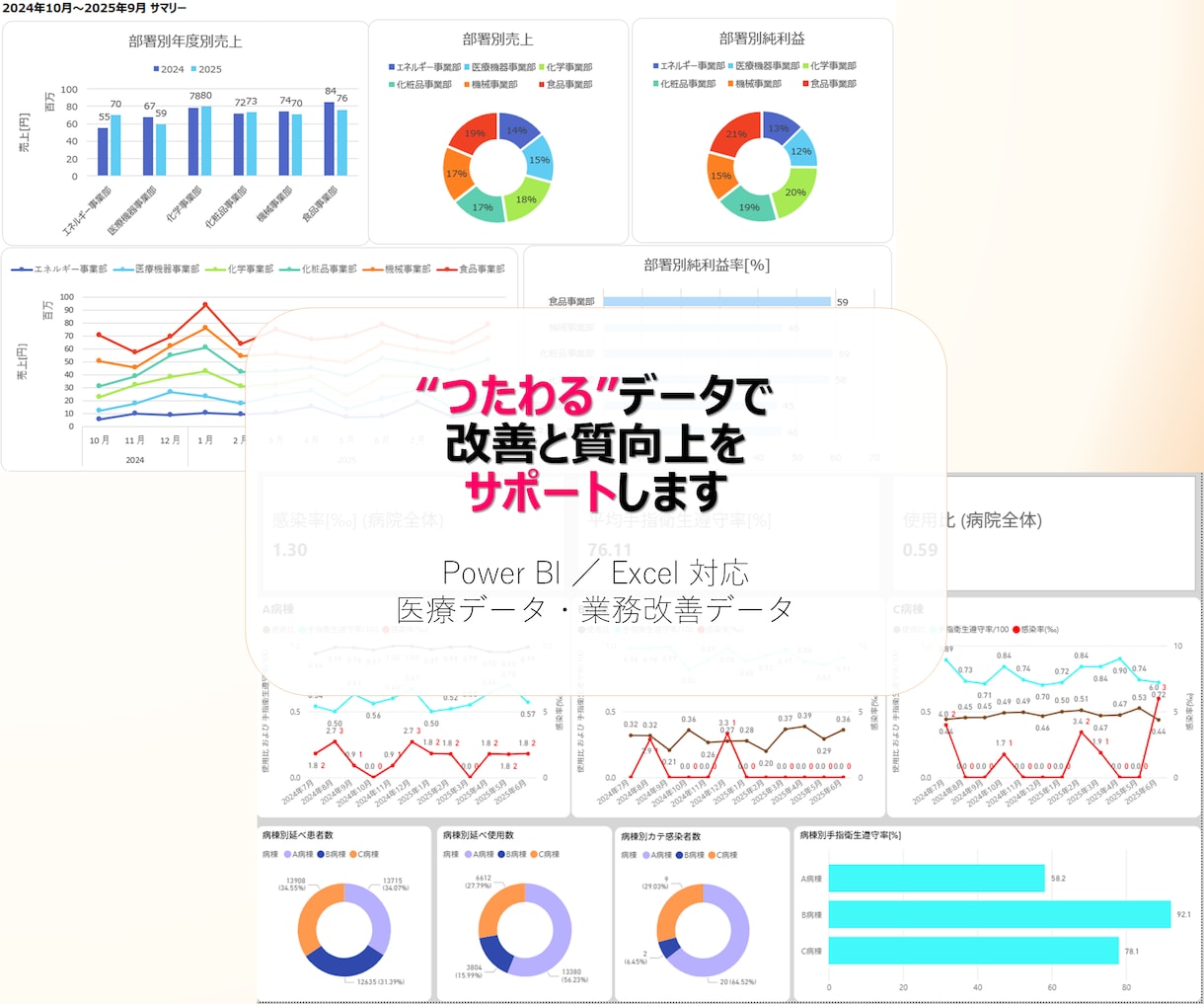 PowerBI／Excelでデータを可視化します 業務改善レポートから医療データまで、“つたわる”データに イメージ1