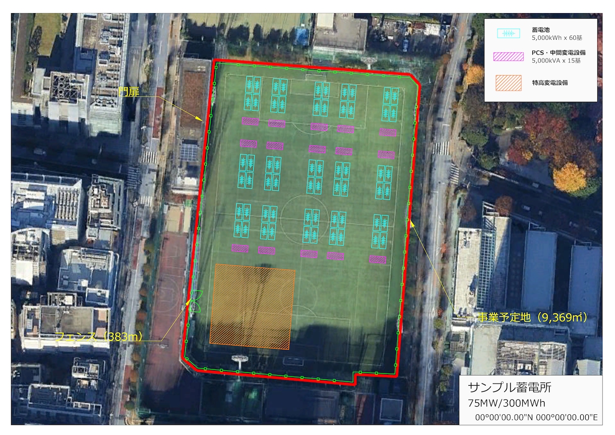 特別高圧系統用蓄電所の設計・配置図を作成します 事業提案・説明に使用するほか、基礎・電気設計向けの配置図 イメージ1