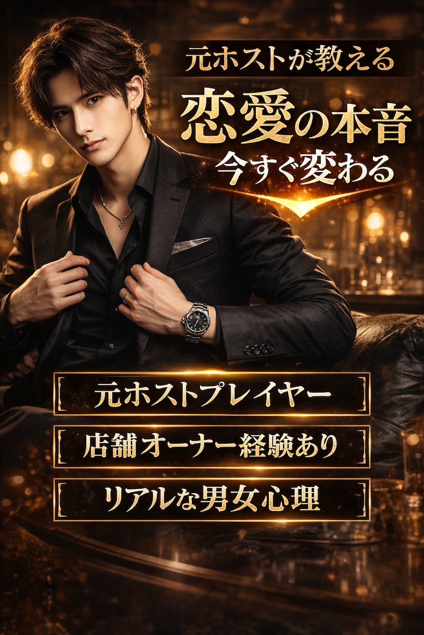 元ホストプレイヤー3店舗経営者が恋愛のコツ教えます 元トップホストが人の心理を徹底解説します。 イメージ1