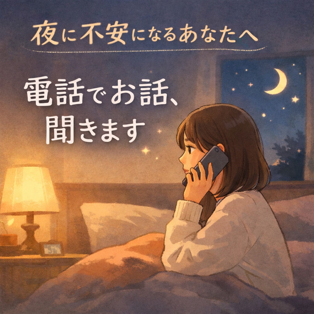 夜になると不安で眠れないあなたへお話聞きます 不安な夜に寄り添う、聞くだけの電話相談 イメージ1