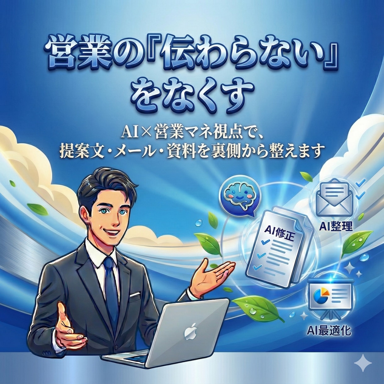 営業の伝わらないをなくすAI秘書が文章を整えます 営業メール・提案文・資料をAI×営業マネ目線で整えます イメージ1