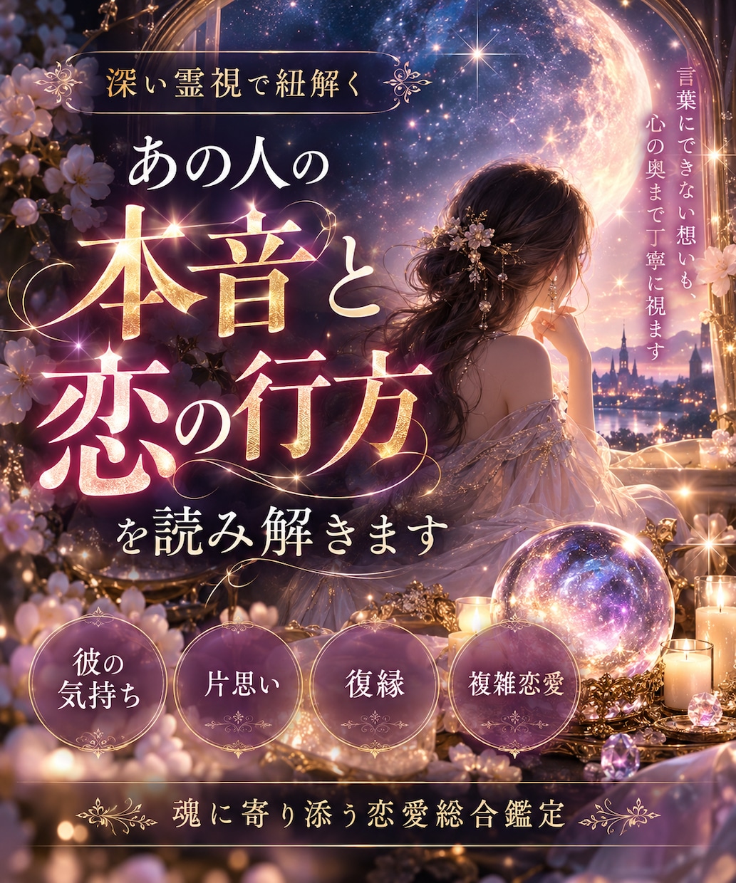 深い霊視であの人の本音と恋の行方を紐解きます 彼の気持ち・復縁・複雑恋愛まで、魂に寄り添う特別鑑定 イメージ1