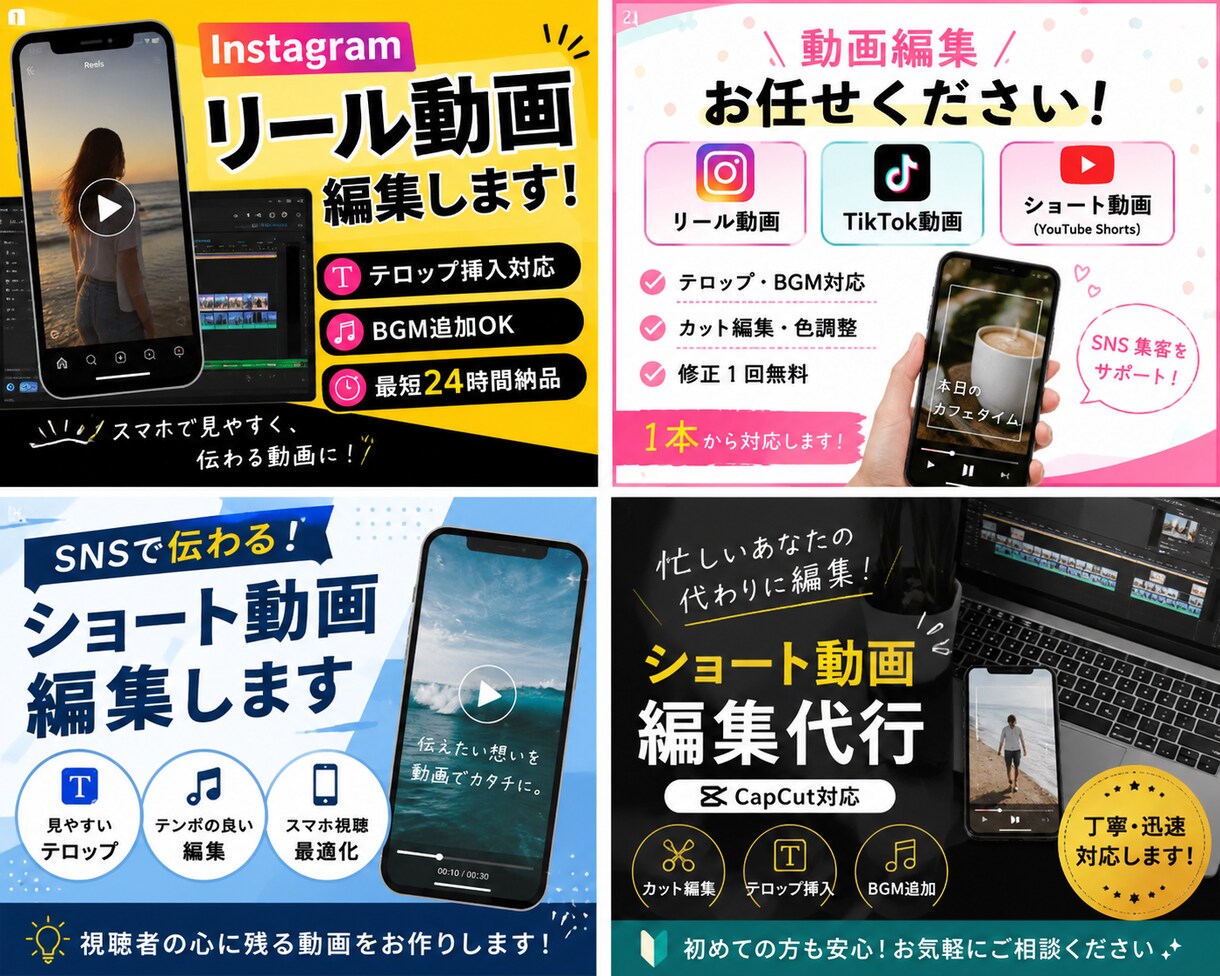 集客向けリール動画のテロップ文章を作成します Instagram・TikTok・15〜20秒程度 イメージ1