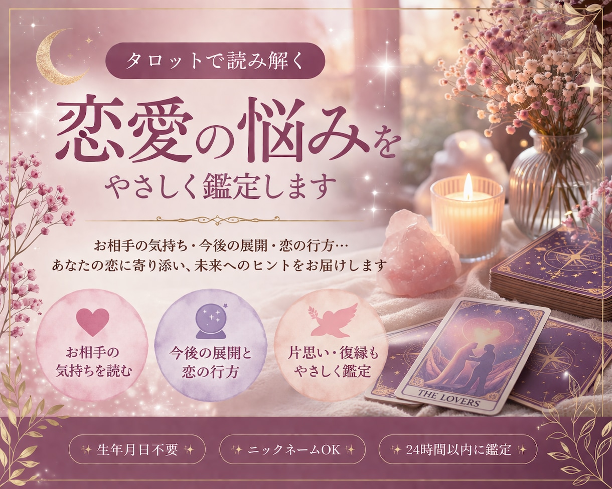 あの人の本音と連絡の可能性を占います あの人の気持ちとこれからの流れを丁寧に鑑定します イメージ1