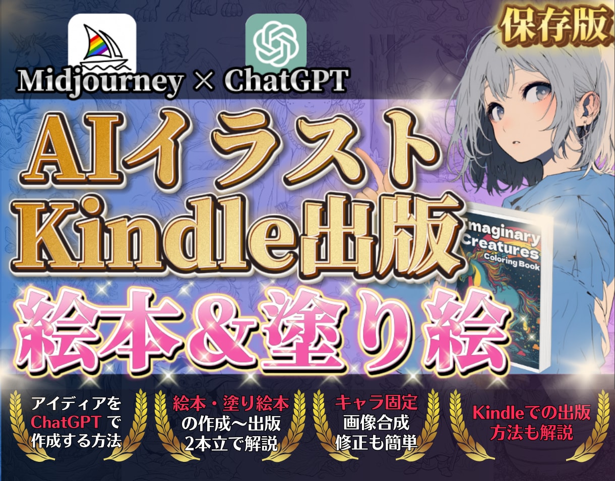 AIイラストでkindle出版のガイド教えます 【AI在宅副業】MidjourneyでAI絵本､塗絵生成 イメージ1