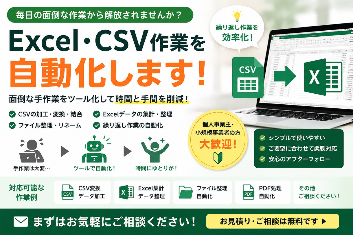 小規模事業者向け業務改善ツールを作成します 繰り返し作業を効率化し時間と手間を削減します イメージ1