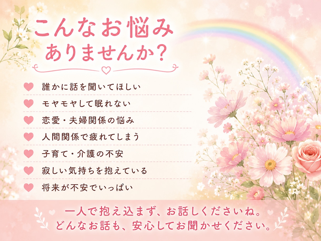 心に寄り添う電話相談をします 40代・50代女性のお悩みに寄り添います イメージ2
