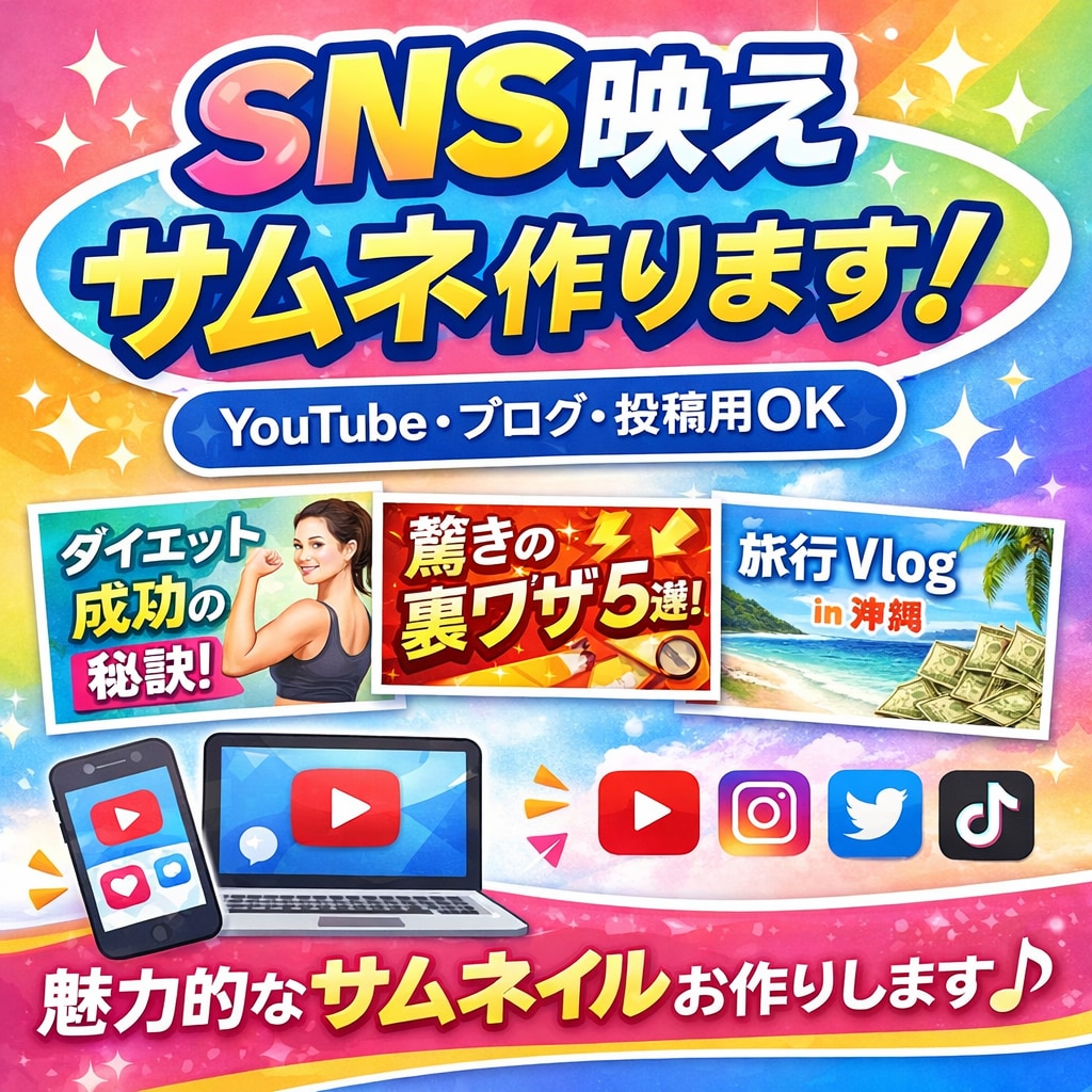 目を引く！投稿がバズるSNSサムネイル作ります 目を引くデザインで、あなたのコンテンツの魅力を最大化！ イメージ1