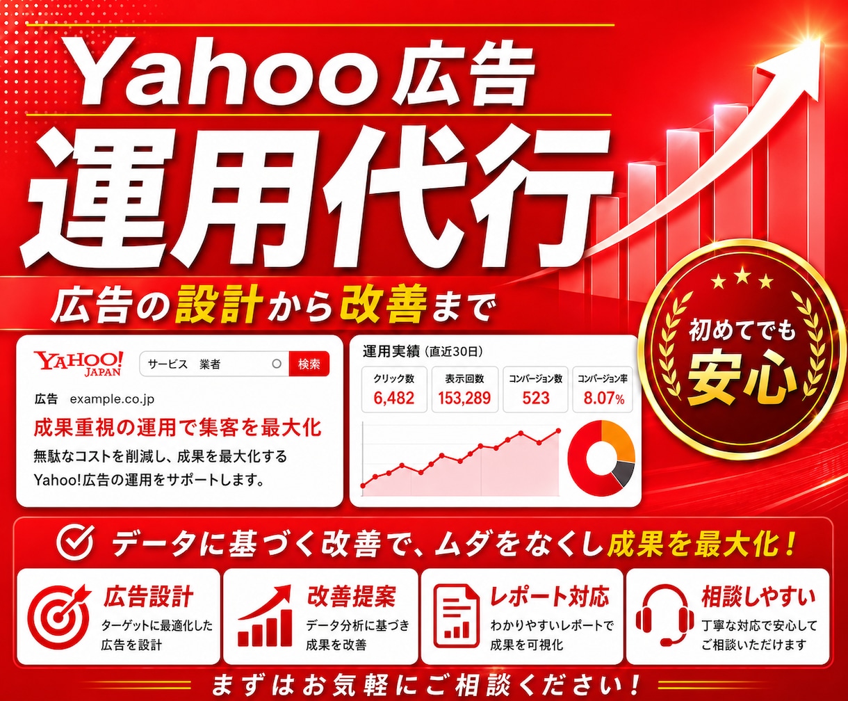 手数料固定｜Yahoo広告の運用を代行します 【手数料固定】Yahoo広告の設計・配信・改善・運用 イメージ1