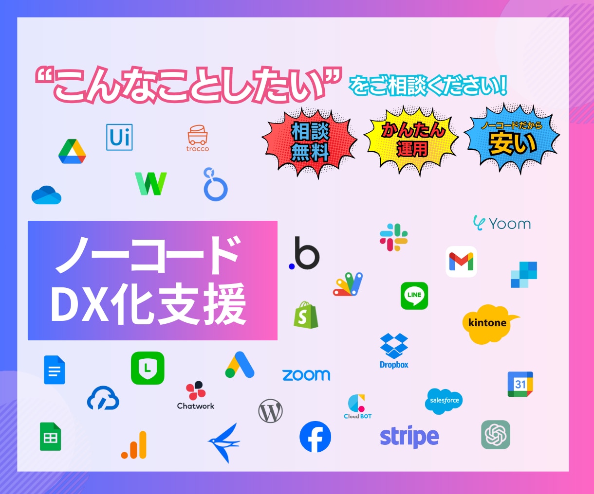 こんなシステム作って欲しいを叶えます 使用されているツール活用をベースにお困りごとをご相談ください イメージ1