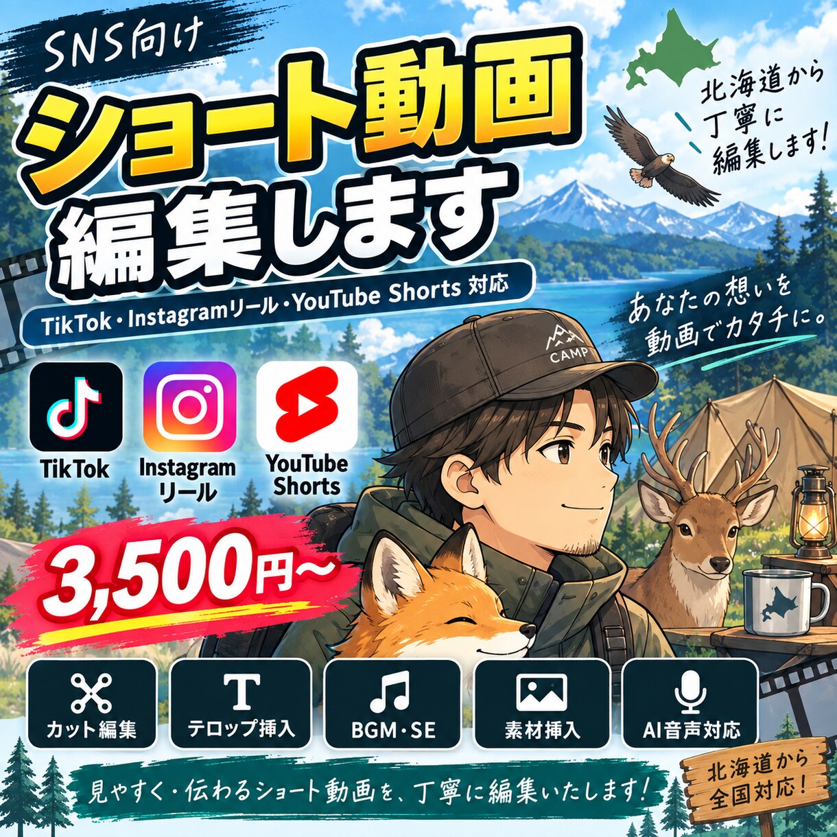SNS向けショート動画を編集します TikTok・リール・Shorts対応！ イメージ1
