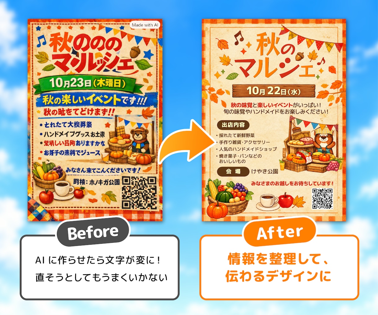 AI・自作チラシを見やすく手直しします 崩れた文字やレイアウトを整理して伝わる形に イメージ3