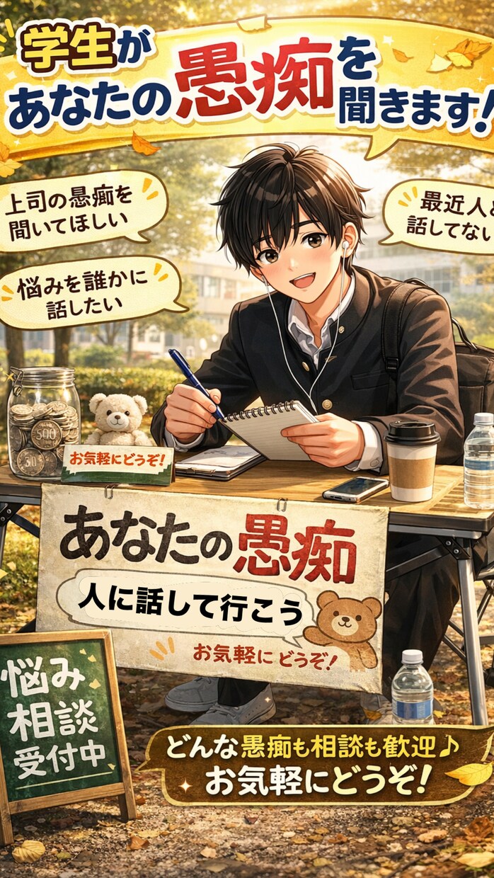 現役学生が皆様の話を聞きます 「誰にも言えないこと、気軽に話せる場所」 イメージ1