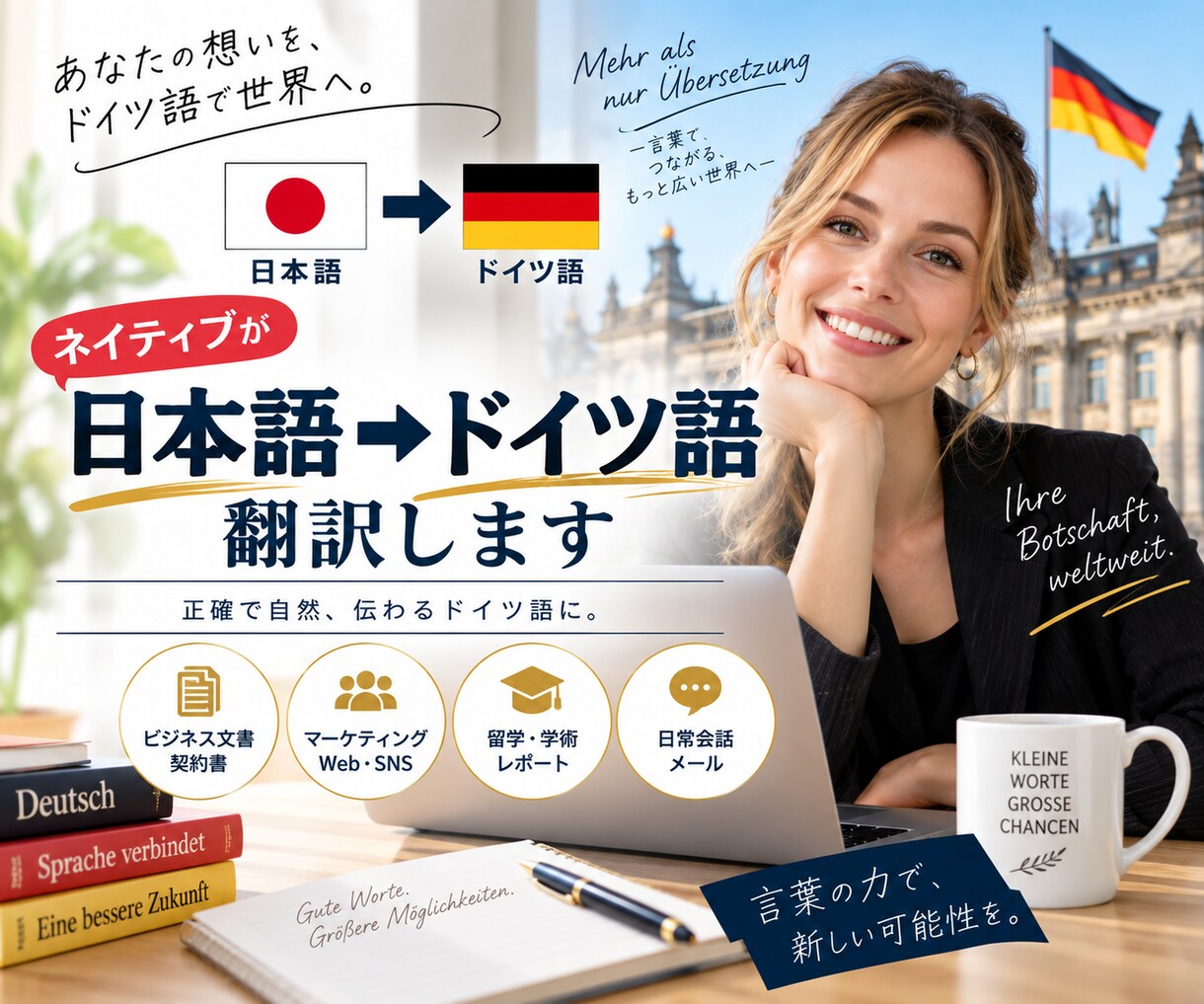 ネイティブが日本語▶︎ドイツ語に翻訳します ドイツ人ネイティブチームに翻訳をお任せください イメージ1