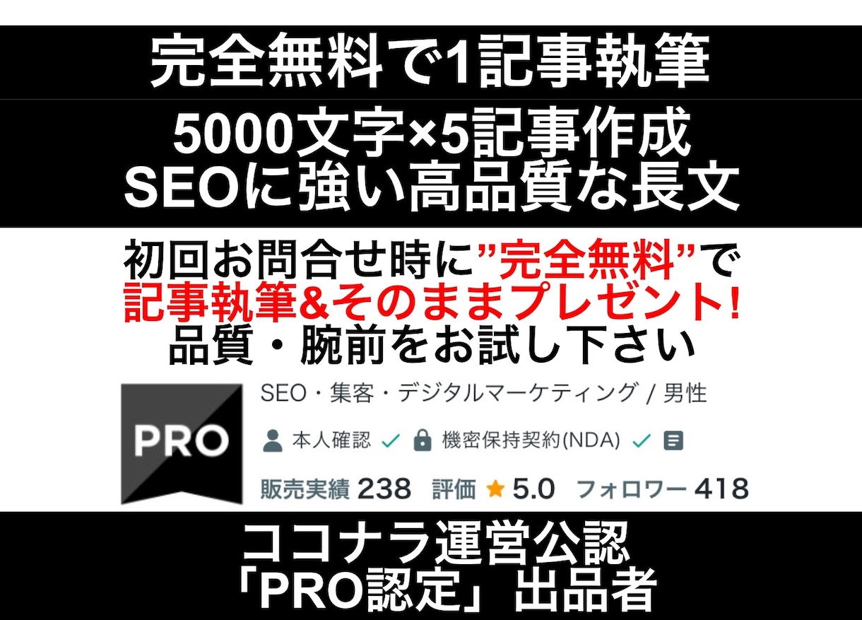 SEOに強い長文！5000文字×5記事制作します 初回お問合せ後に無償で1記事執筆！そのままプレゼント納品 イメージ4