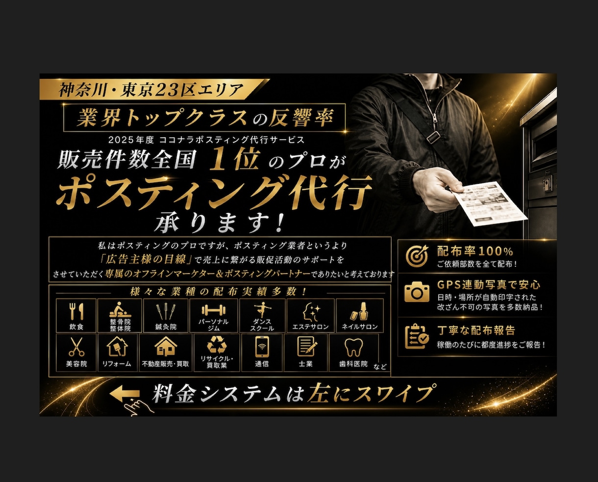 個人経営ポスティング屋がポスティング代行承ります 神奈川・都内エリア対応！エリアに合わせた効果的なポスティング イメージ1
