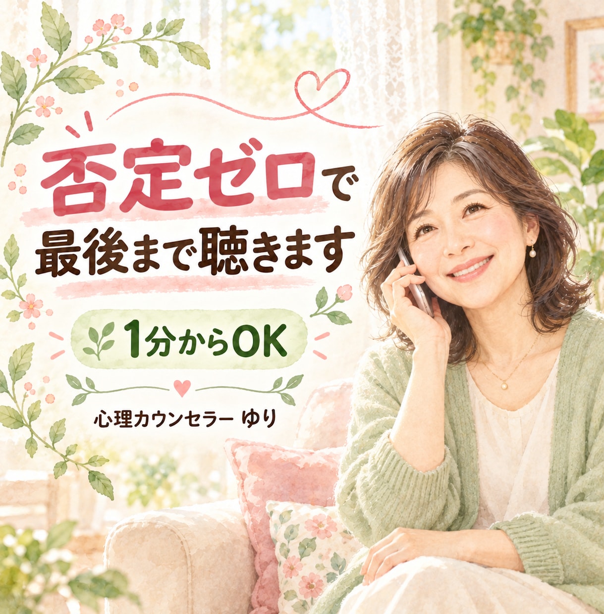 お試し1分からOK|否定ゼロで最後まで聴きます 心理カウンセラーが聴く|HSP・生きづらさ・家族のモヤモヤも イメージ1