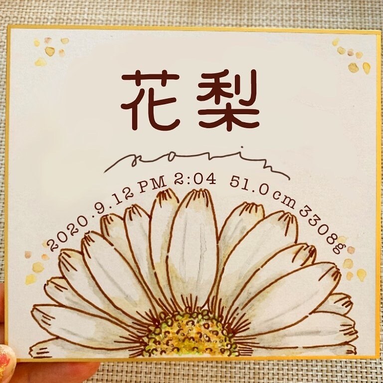 デザイン画卒が一輪花の命名書描きます 大きなお花の命名書です！文章臨機応変変更対応 イメージ2