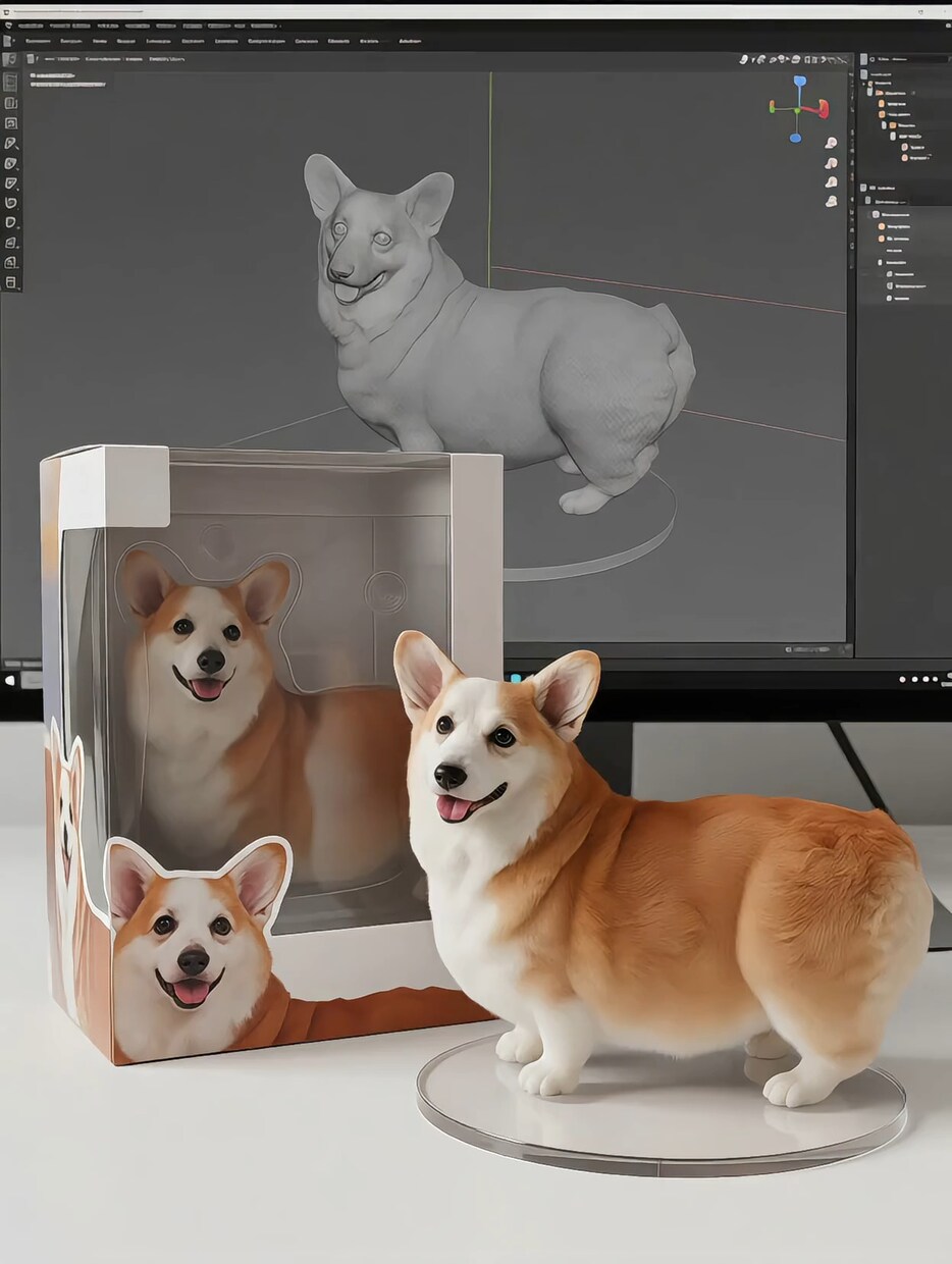 愛犬の写真をリアルなフィギア画像に変換します SNS映え抜群！うちの子だけの超リアル3Dアート イメージ1