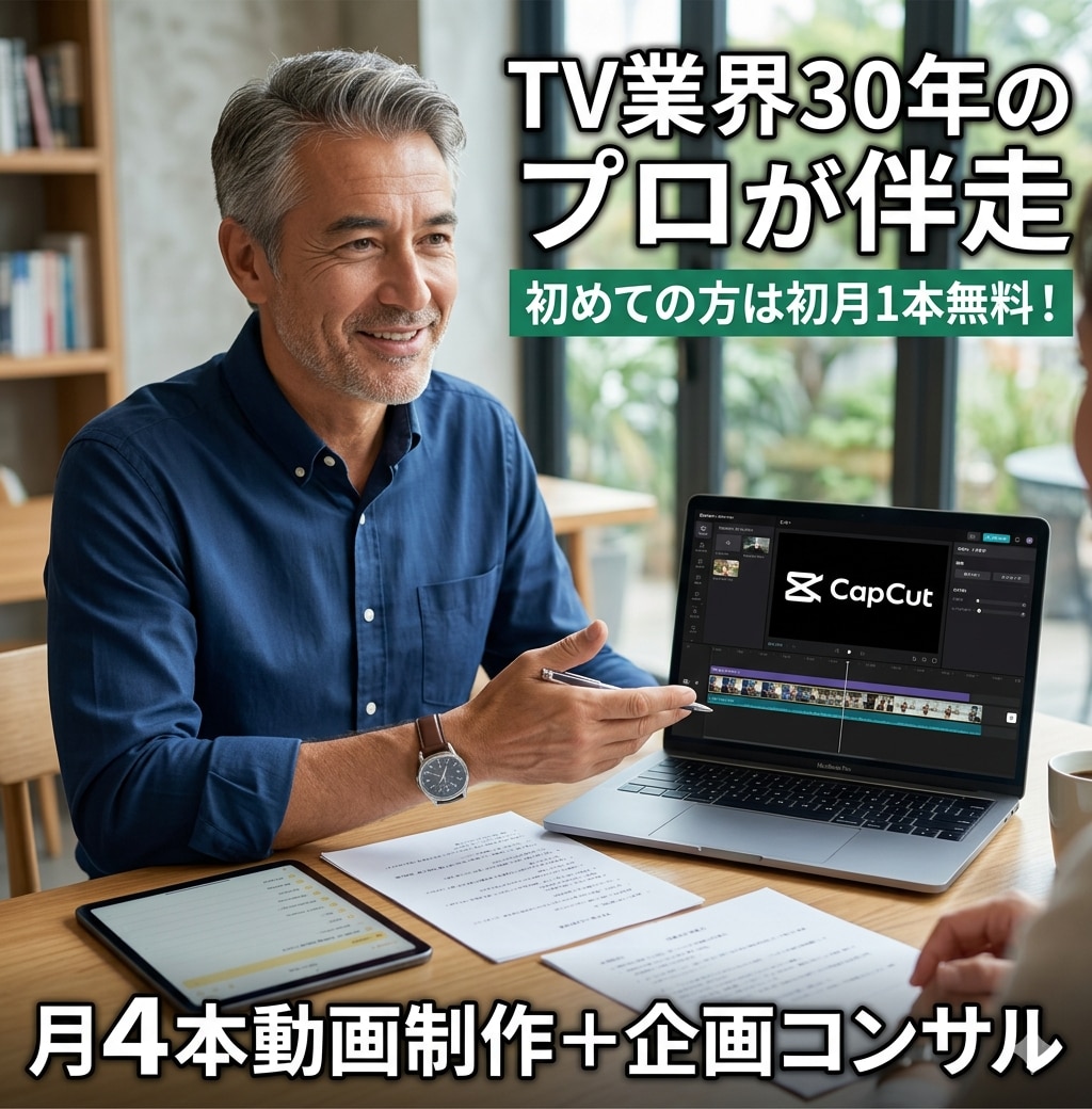 TV業界のプロが伴走｜月4本動画制作パッケージます 【初月1本無料】30年の実績で企画から編集まで丸投げOK イメージ1