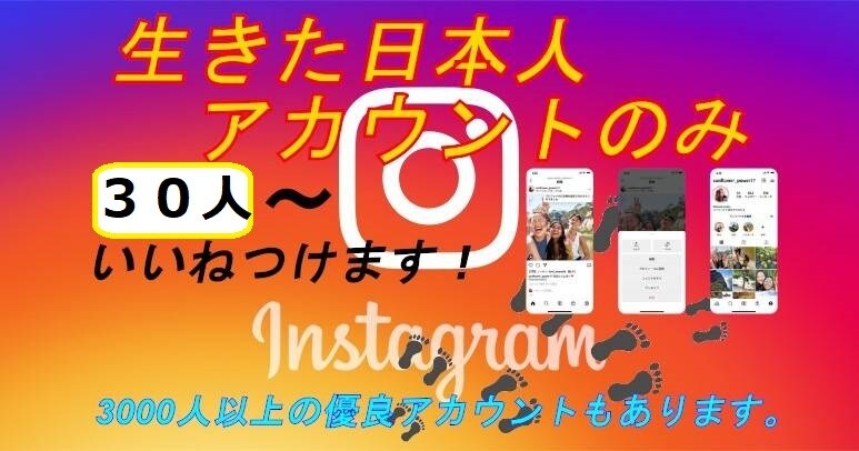 稼働中　日本人30人～インスタの宣伝します いわゆる死に垢や外人垢ではありません。リアルユーザーです。 イメージ1