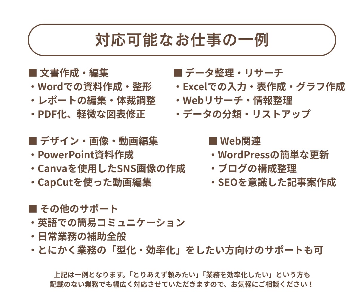年中無休サポート｜あなたの事務作業を代行します 事務職歴7年｜迅速・丁寧・柔軟にサポートいたします イメージ2