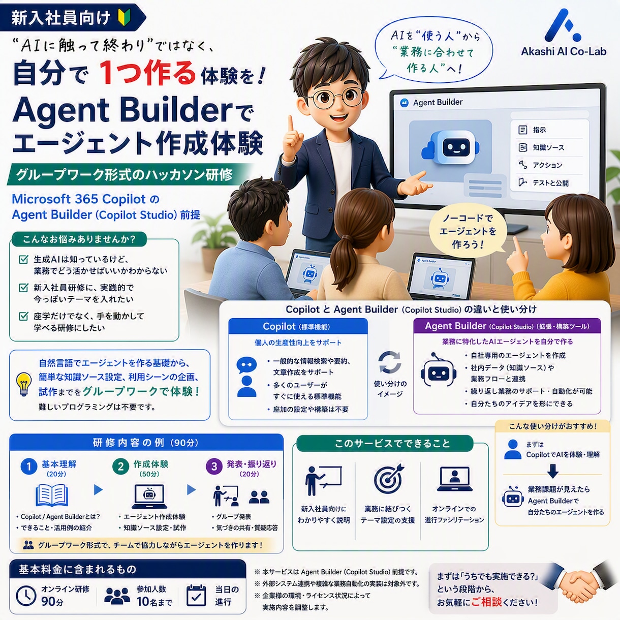 Copilot Studio活用ハッカソンをします 新入社員向け実践AIワークショップ イメージ1